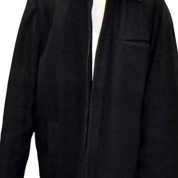 Calvin Klein Black Wool-blend Zip-up/Snap Over Coat - Picture 5 of 12